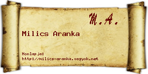 Milics Aranka névjegykártya